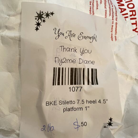 BKE Sole  Stiletto 4.5" platform 1" Size 7.5 Satin with Silver trim flower gems - Picture 12 of 13